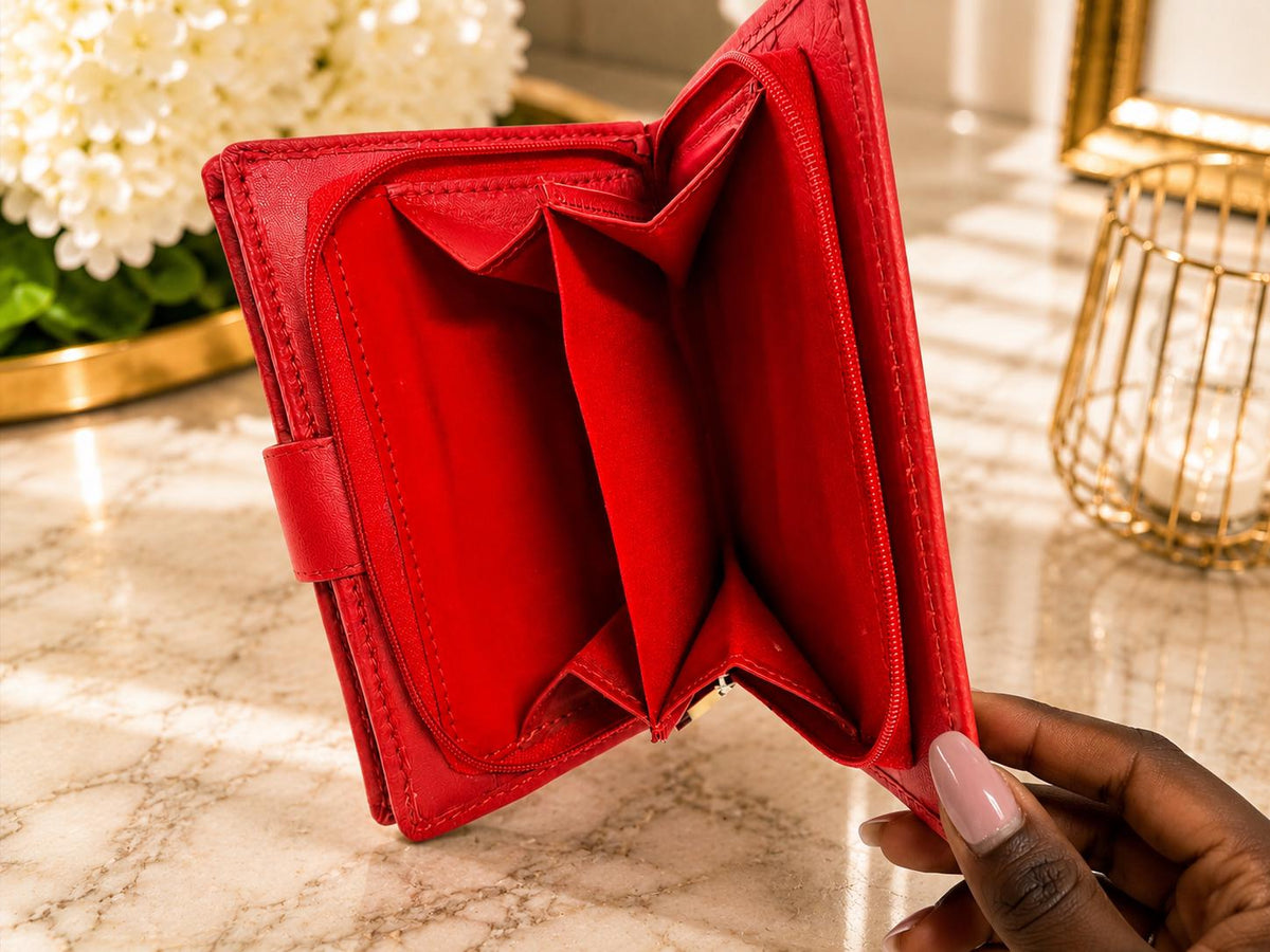 Delta Sigma Theta Red Leather Wallet | Organizer with Card Slots