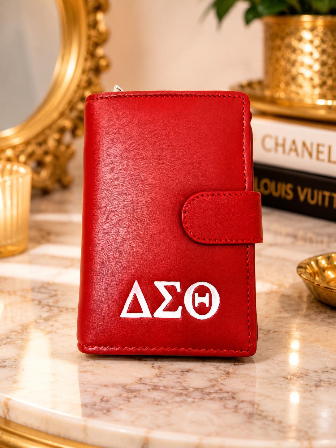 Delta Sigma Theta Red Leather Wallet | Organizer with Card Slots