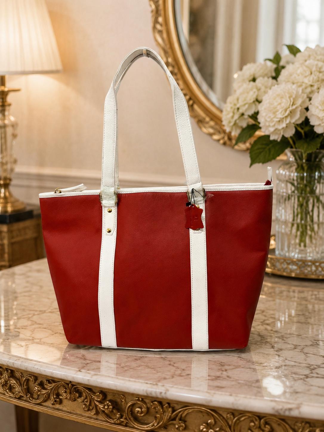 Delta Sigma Theta Cowhide Leather Tote Bag with Laptop Sleeve | Work Bag for Women
