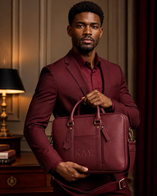 Kappa Alpha Psi Leather Messenger Bag | KAY Fraternity Crimson Office Bag