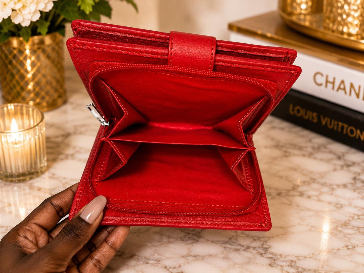 Delta Sigma Theta Red Leather Wallet | Organizer with Card Slots