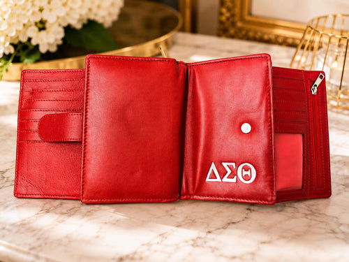 Delta Sigma Theta Red Leather Wallet | Organizer with Card Slots