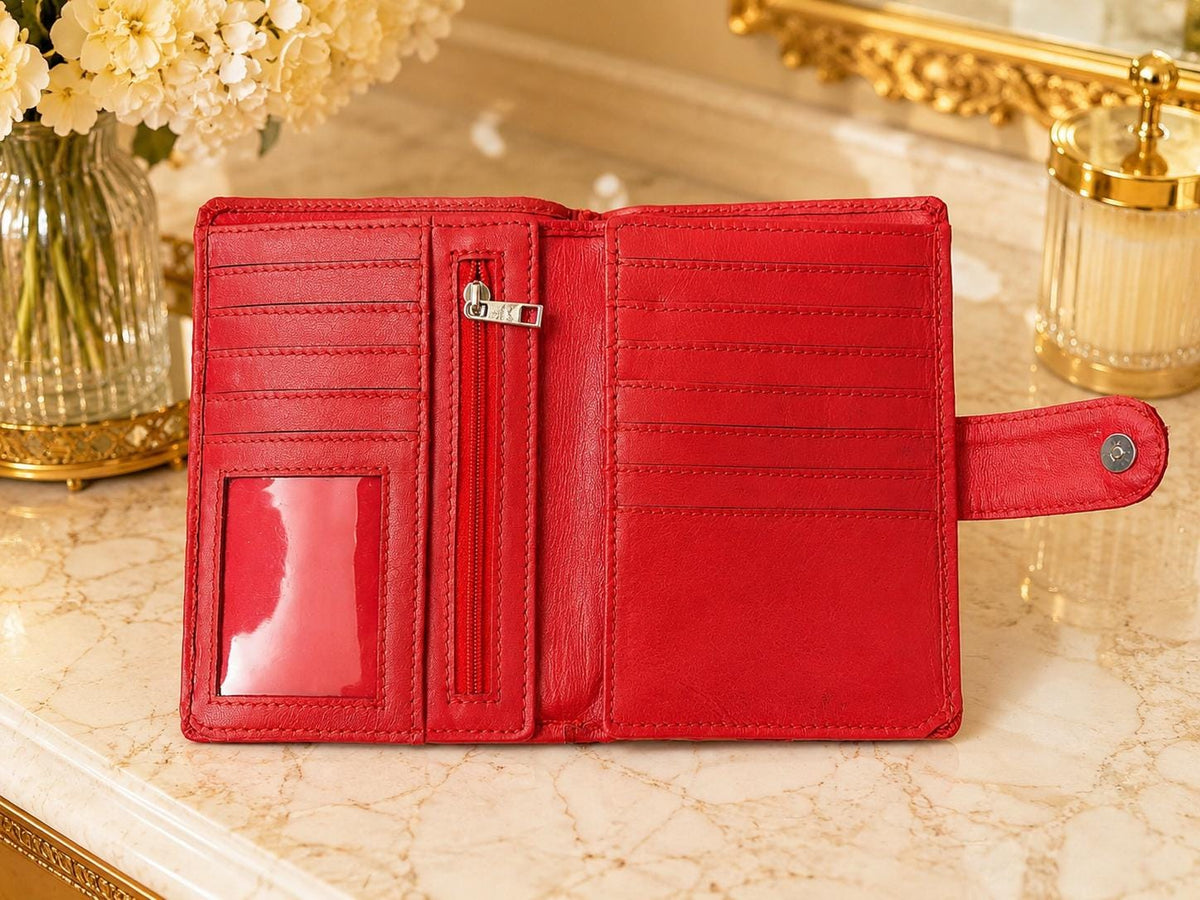 Delta Sigma Theta Red Leather Wallet | Organizer with Card Slots