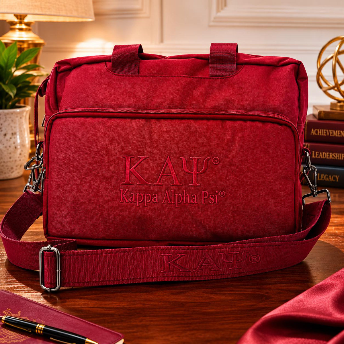 Kappa Alpha Psi Crimson Convertible Backpack Messenger Bag | Multi Use Travel & Work Bag