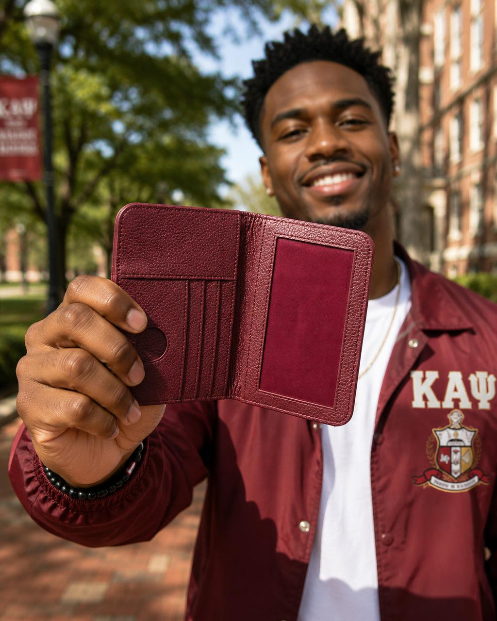 Kappa Alpha Psi Genuine Cowhide Leather Passport Cover |  Travel Wallet |Greek Life Travel Accessory
