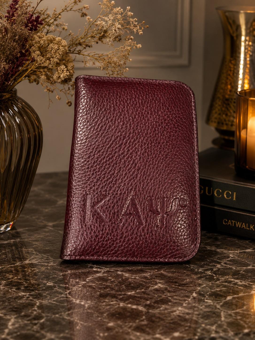 Kappa Alpha Psi Genuine Cowhide Leather Passport Cover |  Travel Wallet |Greek Life Travel Accessory