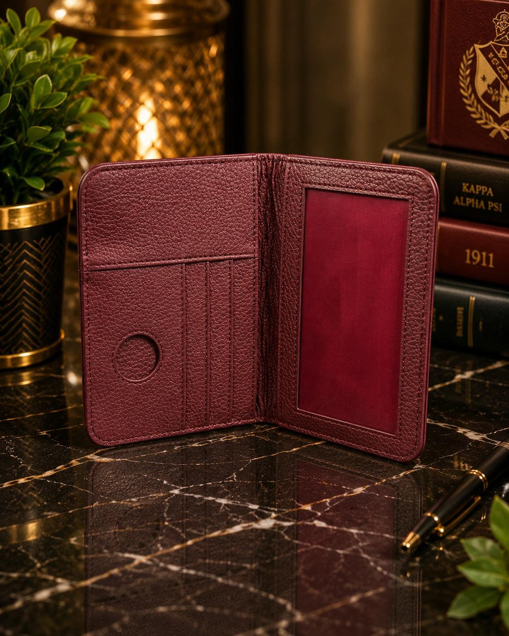Kappa Alpha Psi Genuine Cowhide Leather Passport Cover |  Travel Wallet |Greek Life Travel Accessory